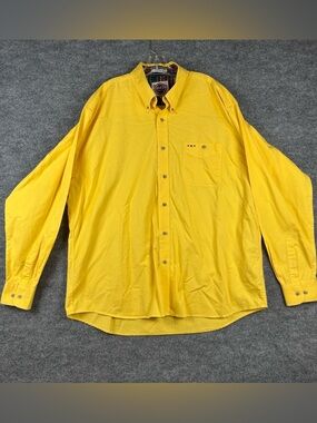 Larro Shirts Yellow Button Down Retro Preppy Vintage XXL